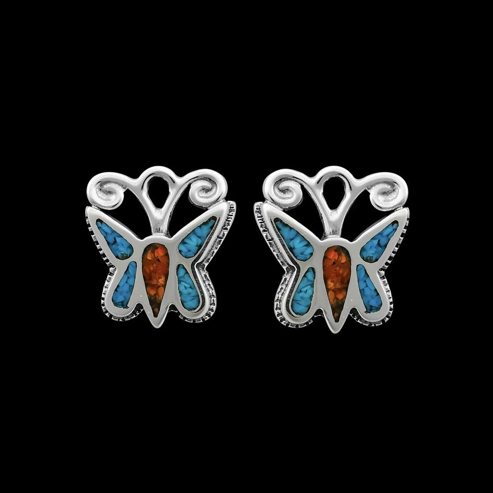 Butterfly Earrings • Handmade with Love • Sterling Silver and Turquoise...